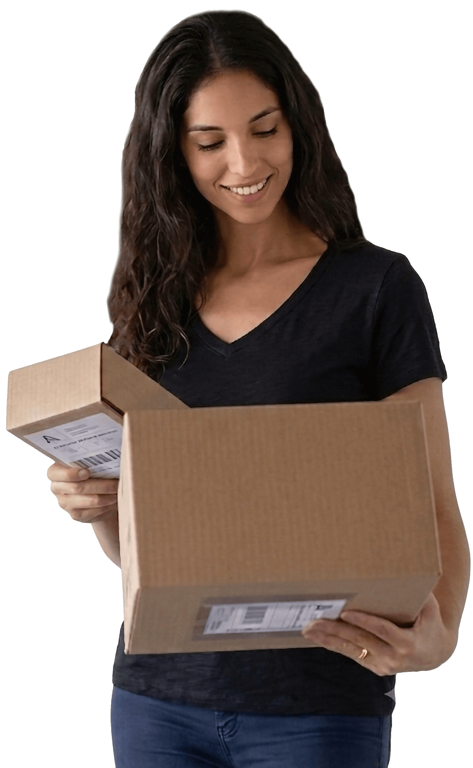 Black-and-white side-profile portrait representing a customer using an international package-forwarding service.